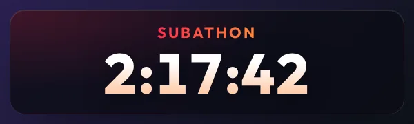 Licznik subathonu na streamie – napis Subathon i pozostały czas 2:17:42